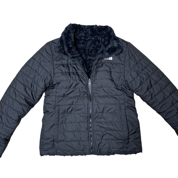 The North Face Reversible Mossbud Swirl Jacket - Black - Girl's Size Large 14/16 - Picture 1 of 8